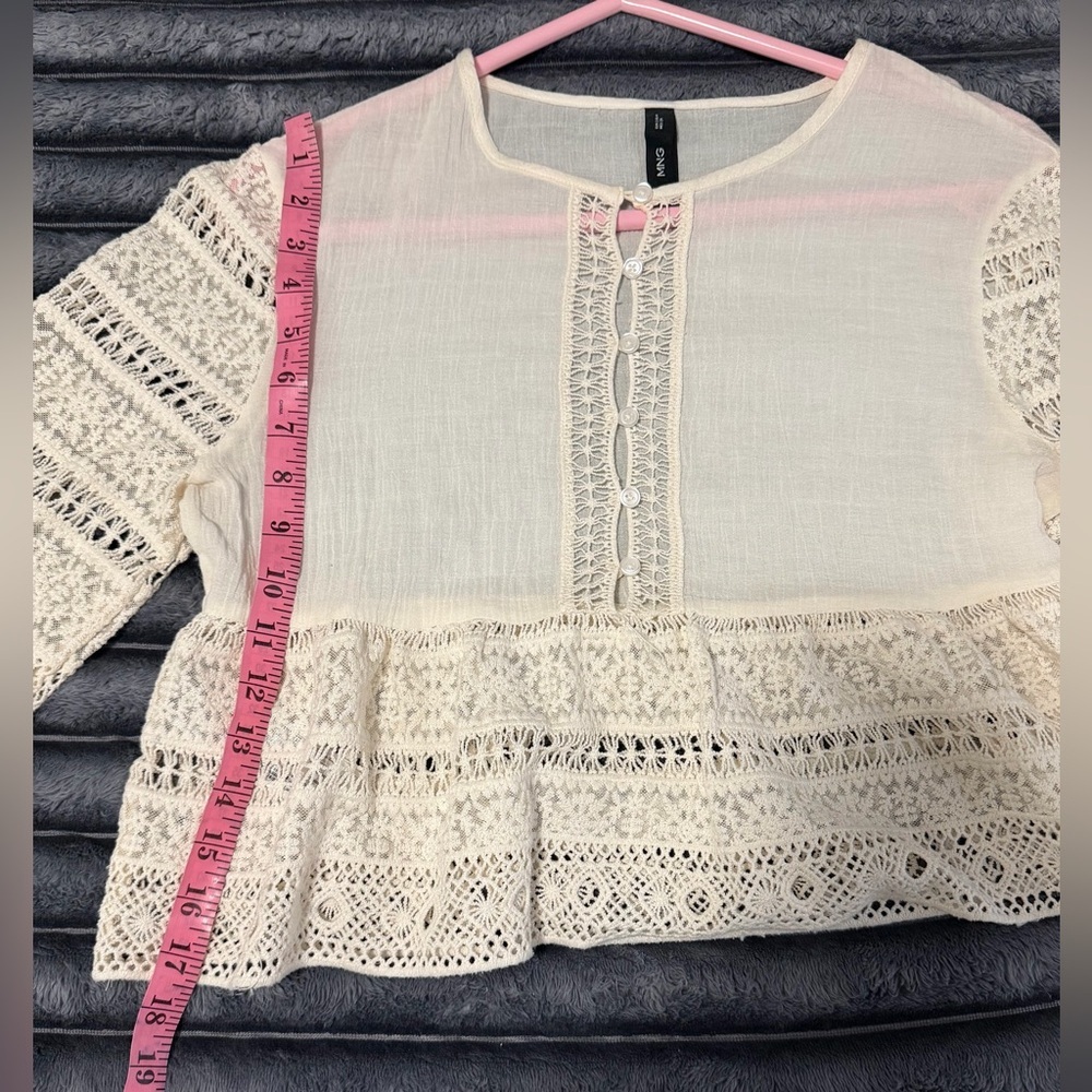 Mango Cream Lace Detail Blouse - Picture 9 of 11